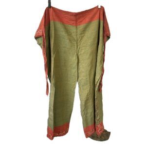 Unbranded Bohemian Embroidered Self Tie 80s Inspired Wrap Around Midi Pants S/M